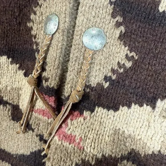 Vintage Ralph Lauren Country Navajo Hand Knit Cardigan Sweater Wool Size M Aztec - Picture 2 of 8